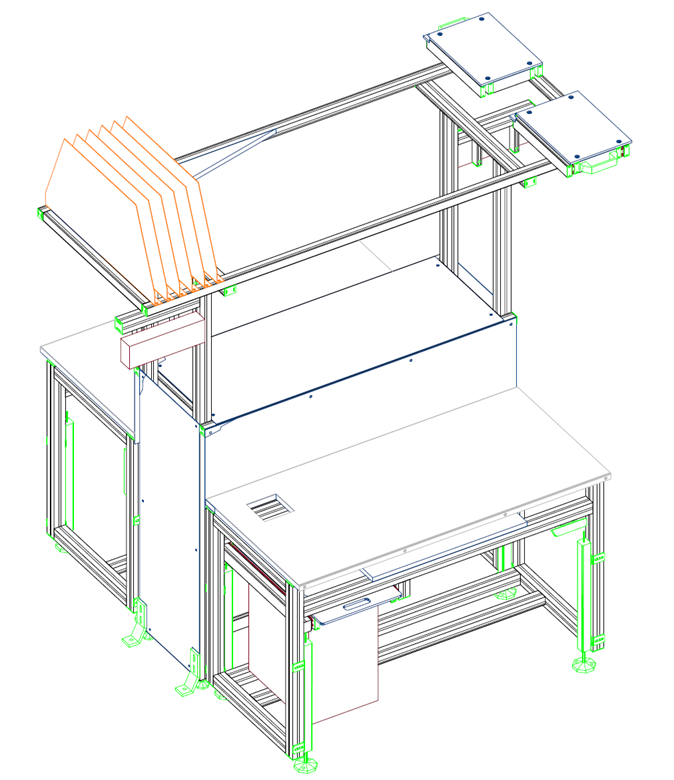 Individueller Packtisch mit modularem Aluminium-Profilsystem
